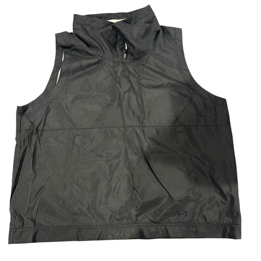 Under Armour 1/4 Zip Windbreaker Vest XL Womens Black Pullover Running Loose Fit